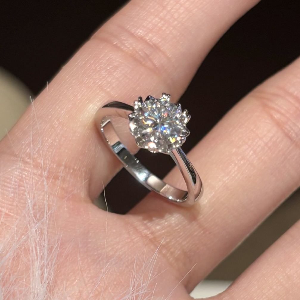 S925 Silver Moissanite Snowflake Ring