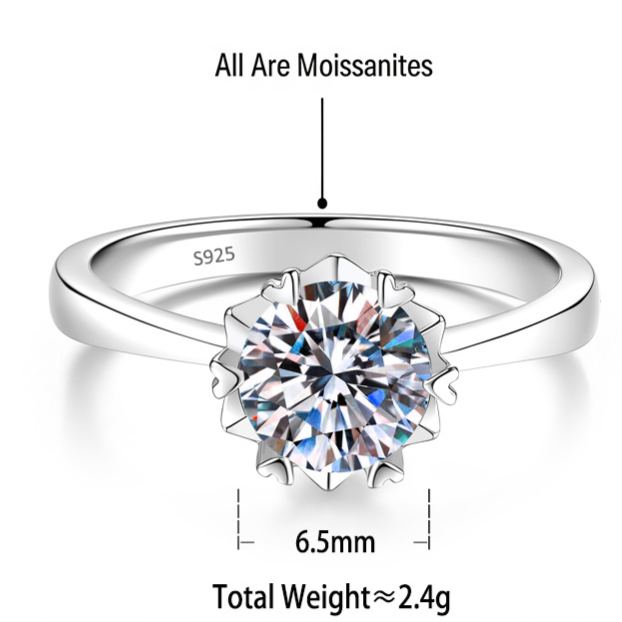 S925 Silver Moissanite Snowflake Ring