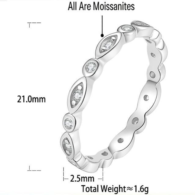 S925 Sterling Silver Moissanite Eternity Ring