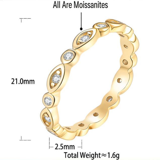 S925 Sterling Silver Moissanite Eternity Ring