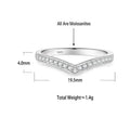 S925 Sterling Silver V-Shaped Moissanite Ring with Pavé Stones