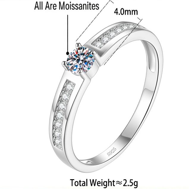 S925 Silver Moissanite Couple's Ring Set