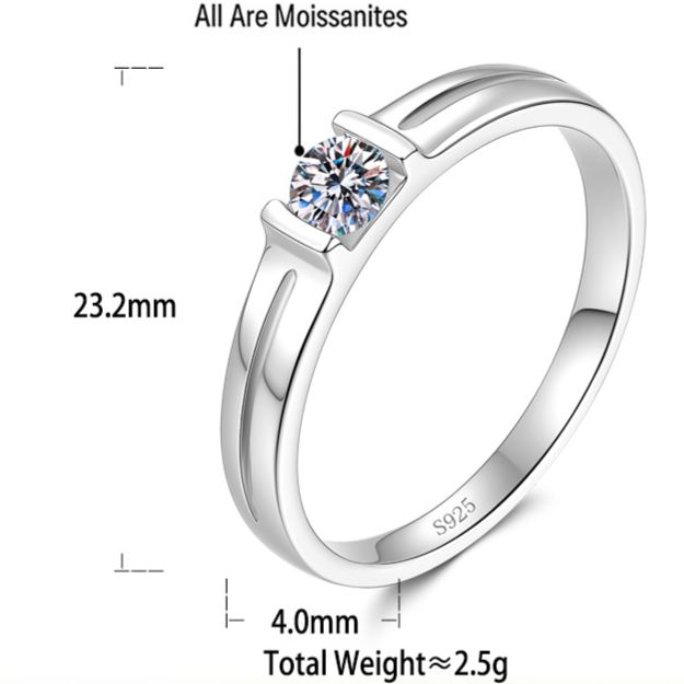 S925 Silver Moissanite Couple Rings