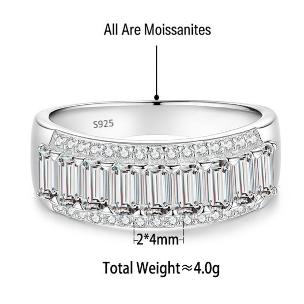 S925 Sterling Silver Moissanite Ring