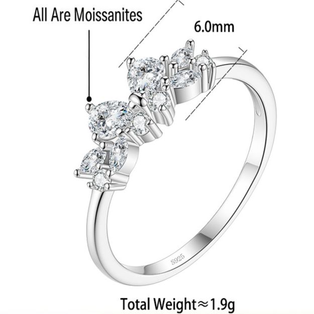S925 Sterling Silver Moissanite Ring