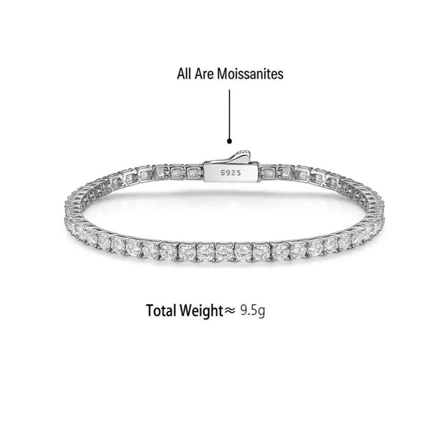 S925 Sterling Silver Moissanite Tennis Bracelet