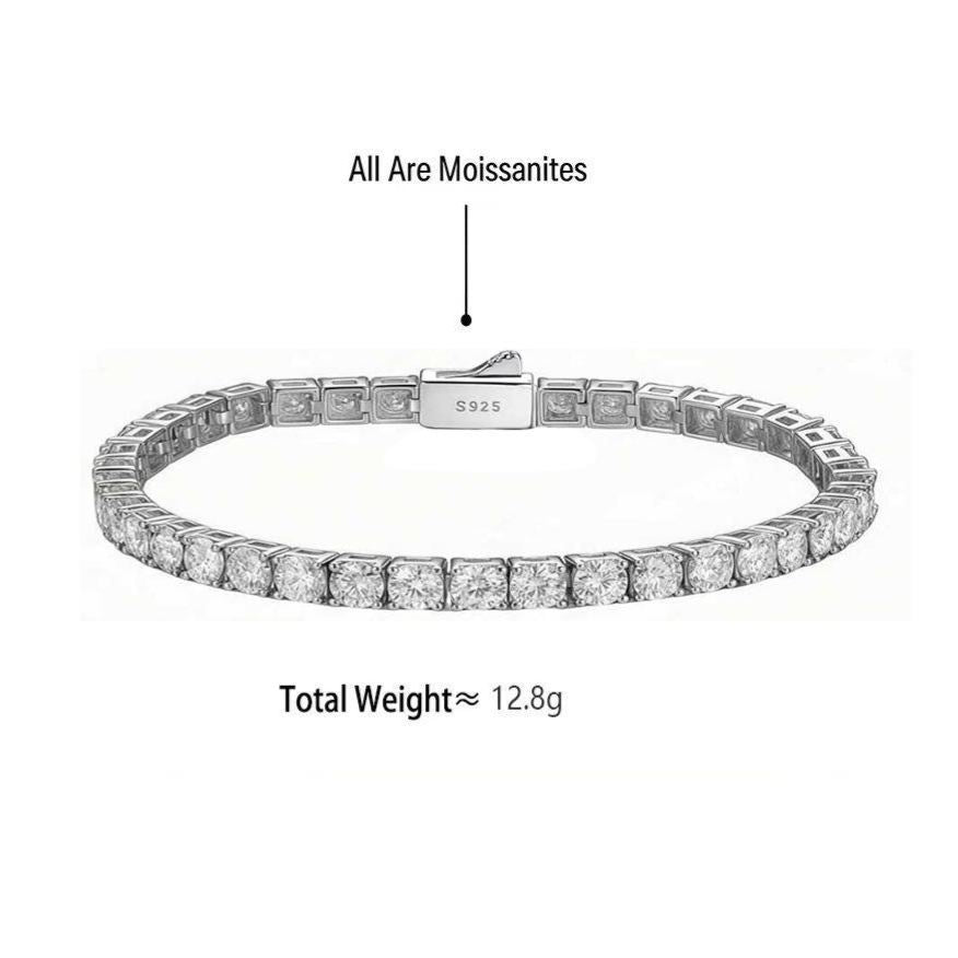 S925 Sterling Silver Moissanite Tennis Bracelet