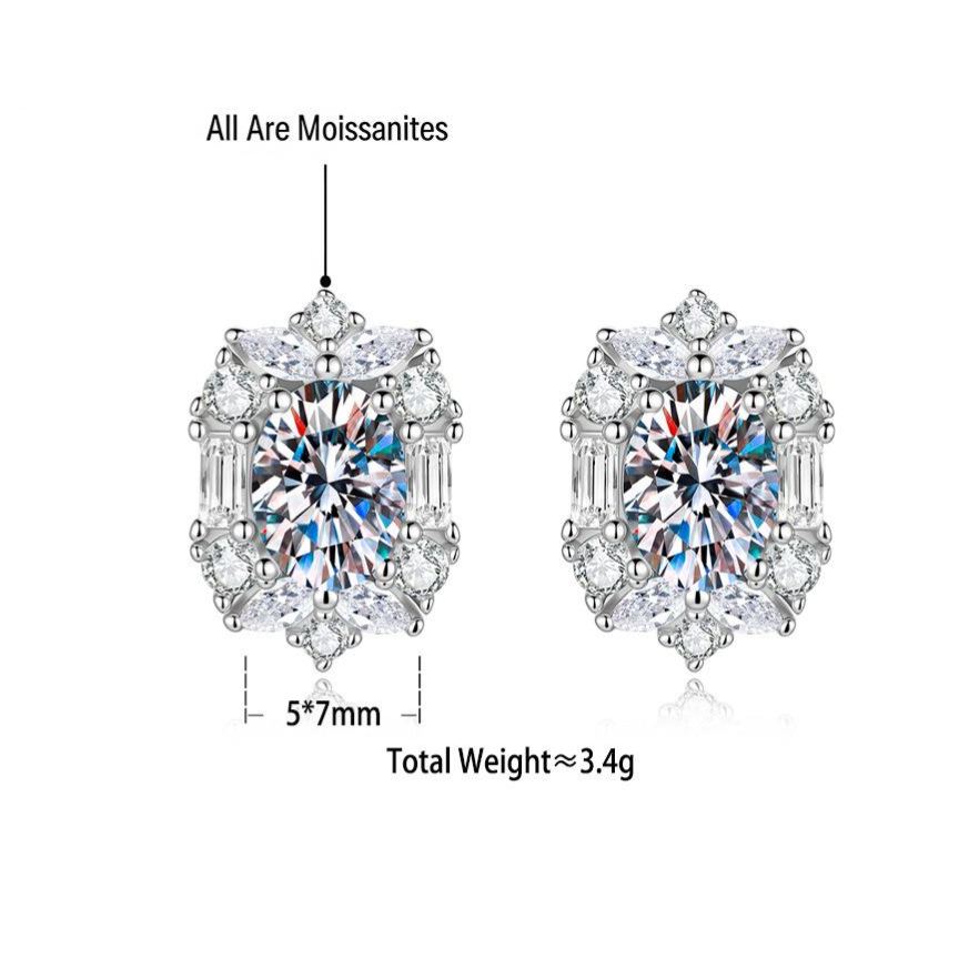 S925 Sterling Silver "Pigeon's Egg" Snowflake Moissanite Stud Earrings