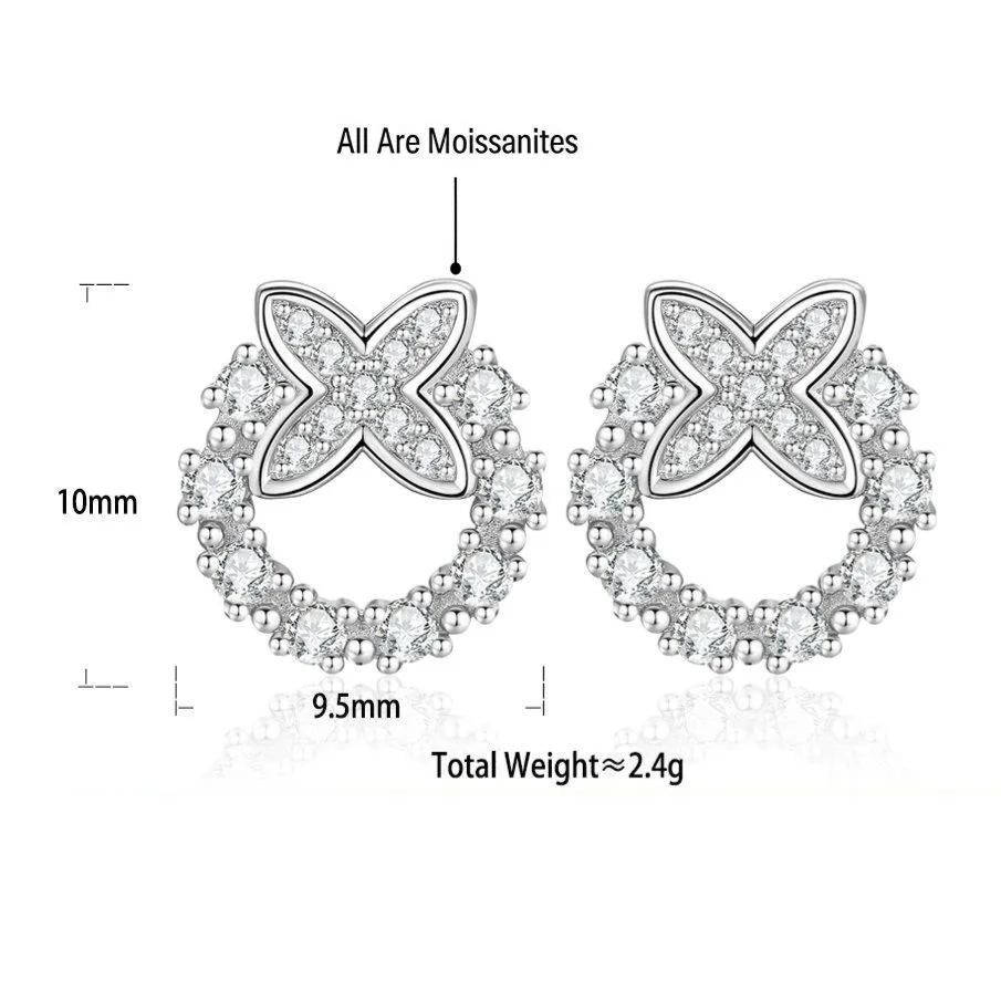 S925 Sterling Silver Moissanite Hoop Stud Earrings