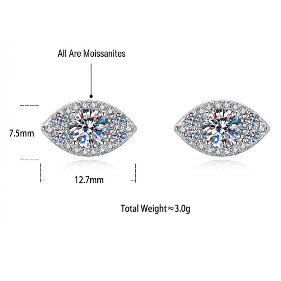 S925 Sterling Silver Evil Eye Moissanite Stud Earrings