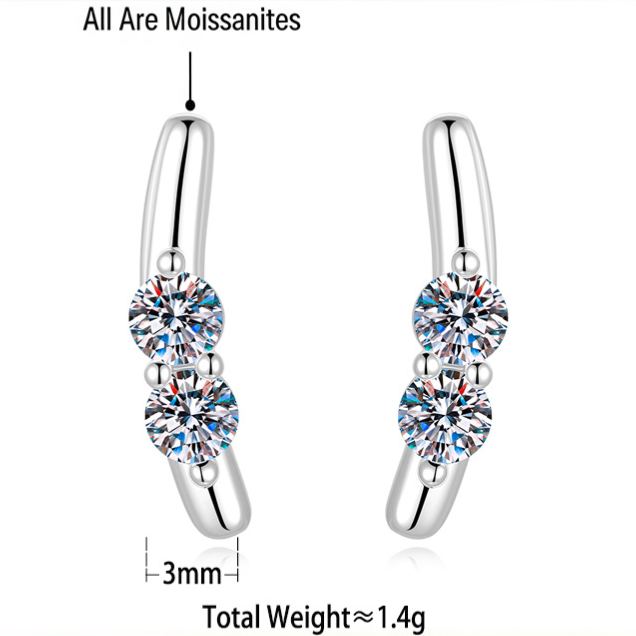 S925 Sterling Silver Moissanite Stud Earrings
