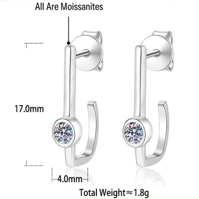 S925 Sterling Silver Geometric Moissanite Stud Earrings