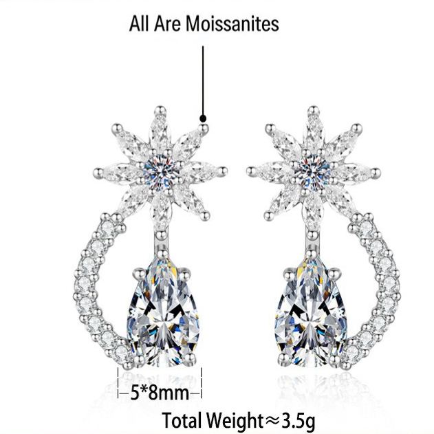 S925 Silver Pear-Shaped Moissanite Stud Earrings