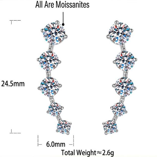 S925 Sterling Silver Curved D-Color Moissanite Stud Earrings