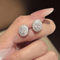S925 Sterling Silver Oval Moissanite Earrings