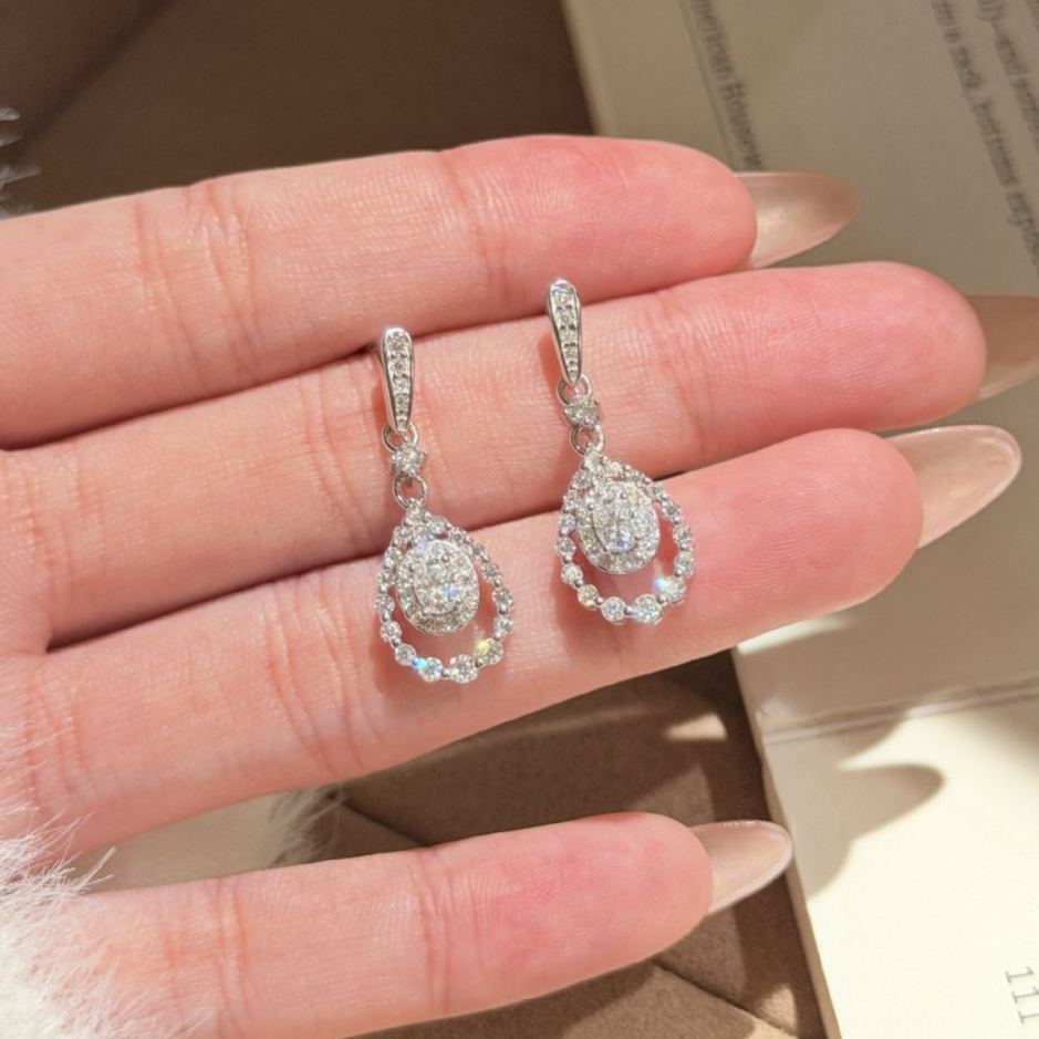 S925 Sterling Silver Oval Moissanite Earrings