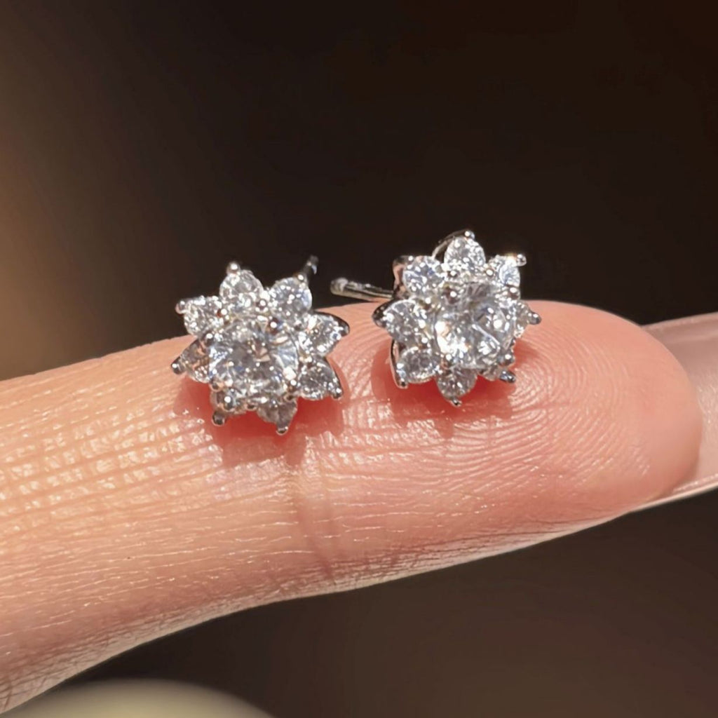 S925 Sterling Silver Sunflower Moissanite Stud Earrings