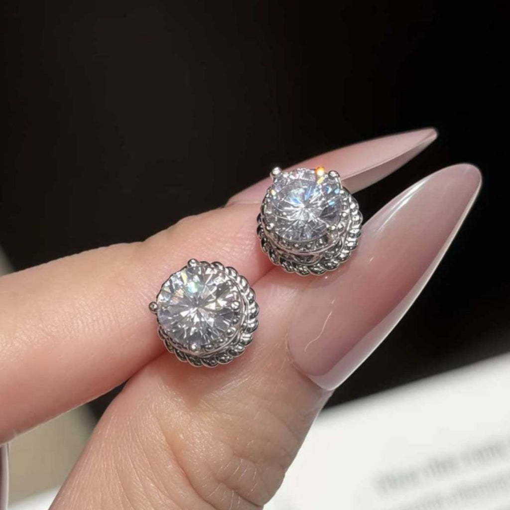 S925 Sterling Silver Bezel-Set Moissanite Stud Earrings