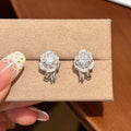 S925 Silver Camellia Stud Earrings with Moissanite