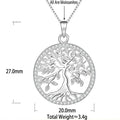 S925 Sterling Silver Openwork Tree of Life Moissanite Pendant Necklace