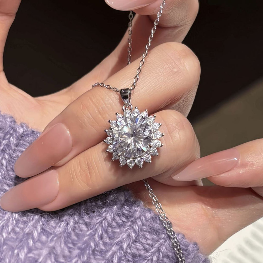S925 Sterling Silver Sunflower Moissanite Necklace