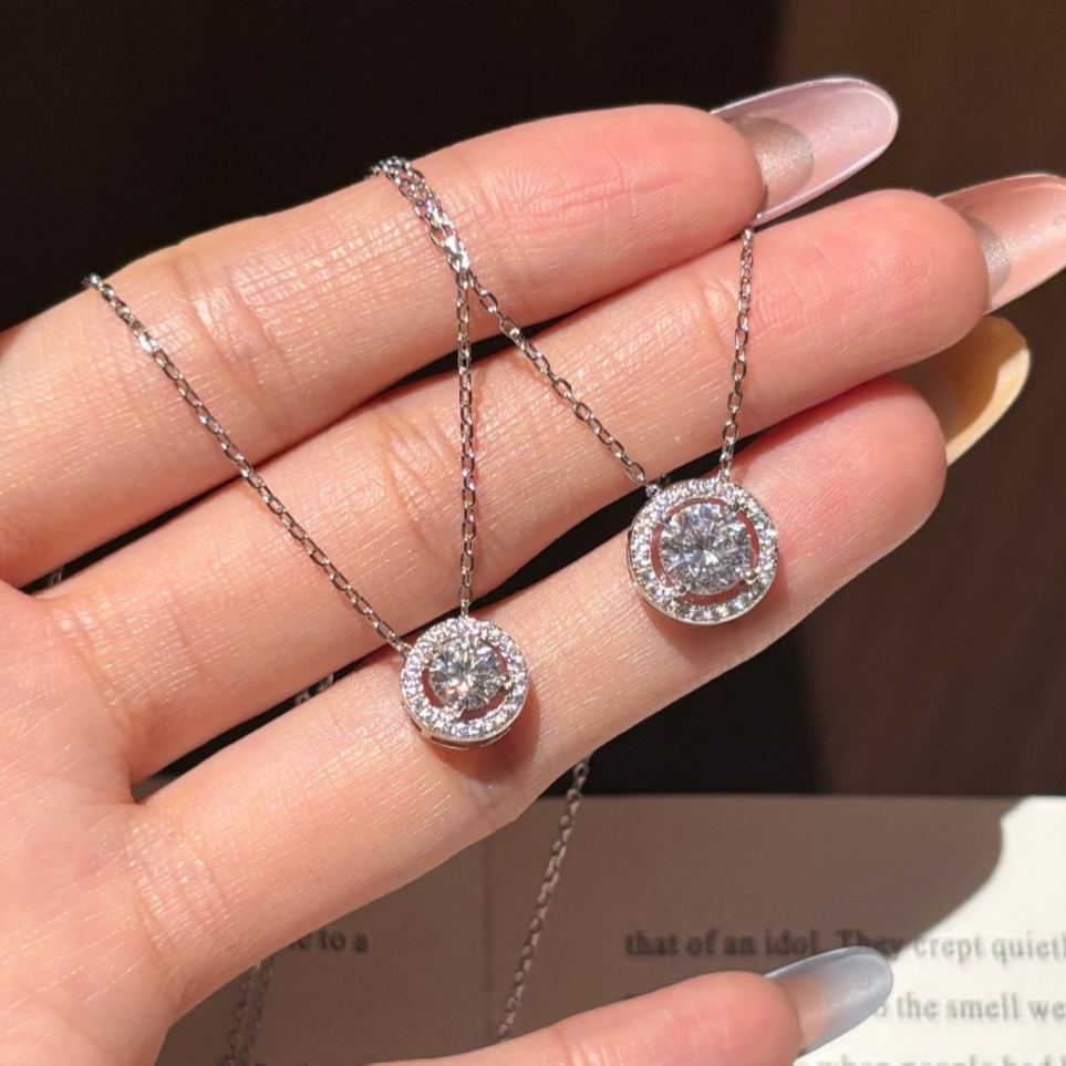 S925 Sterling Silver Bezel-Set Moissanite Necklace