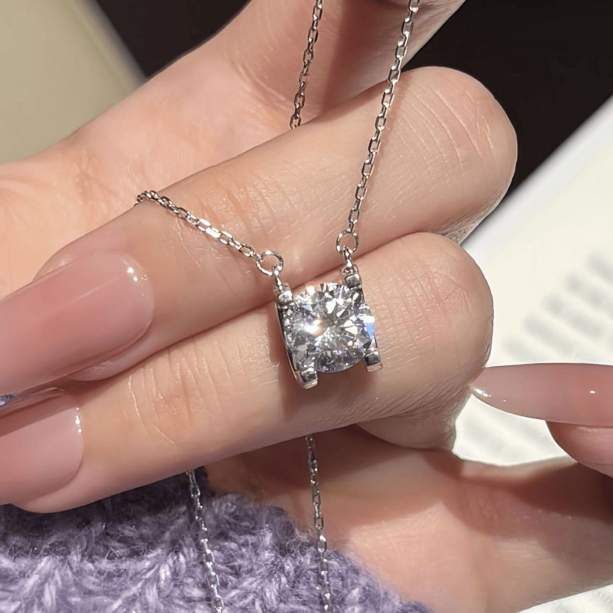 S925 Sterling Silver Moissanite "Bull Head" Pendant Necklace