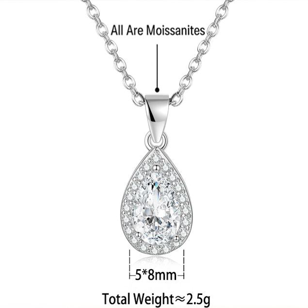 S925 Sterling Silver Moissanite Teardrop Necklace