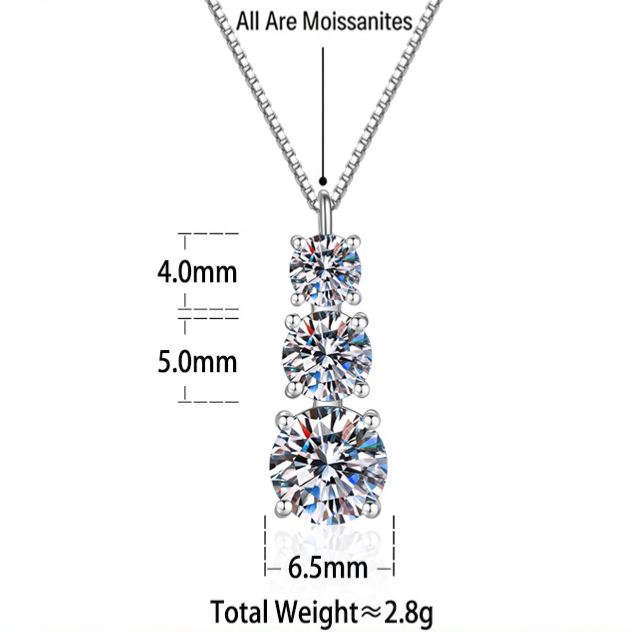 S925 Sterling Silver "Three Lives, Three Worlds" Moissanite Necklace