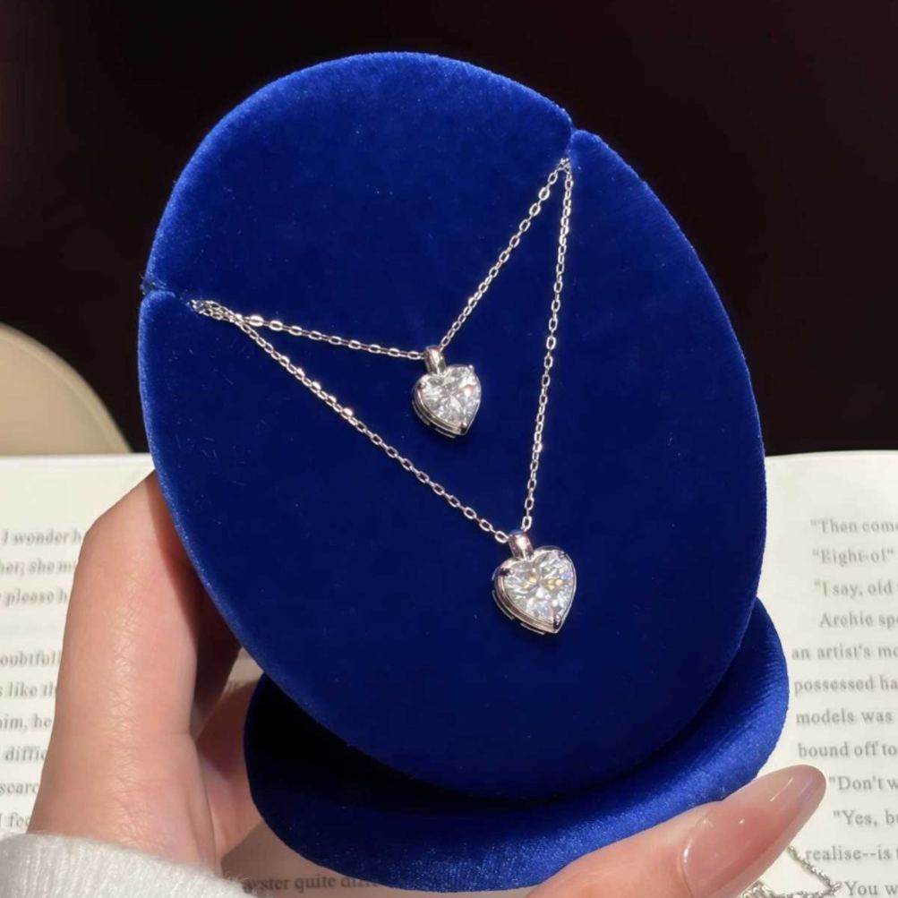 S925 Sterling Silver Heart-Shaped Moissanite Pendant Necklace
