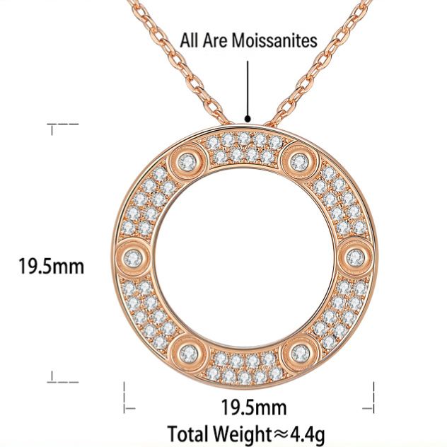 S925 Silver "Starry Sky" Moissanite Necklace with Circular Pendant