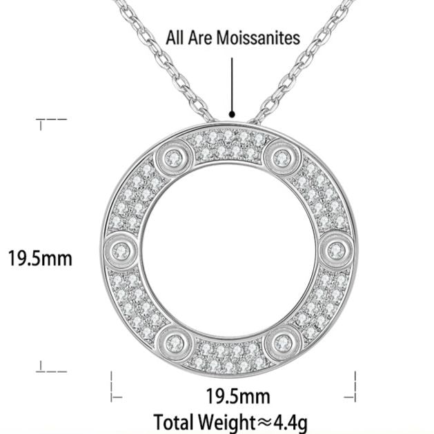S925 Silver "Starry Sky" Moissanite Necklace with Circular Pendant