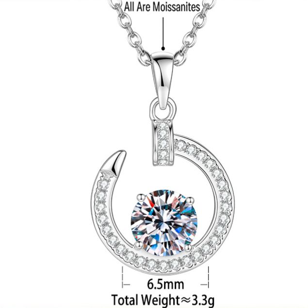 S925 Silver Moissanite Pendant Necklace