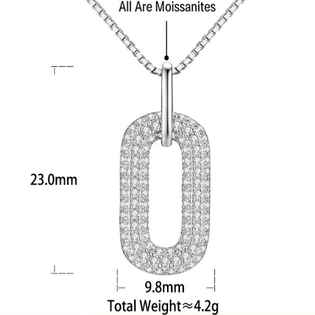 S925 Sterling Silver 18K Gold-Plated Double-Ring Paperclip Moissanite Necklace