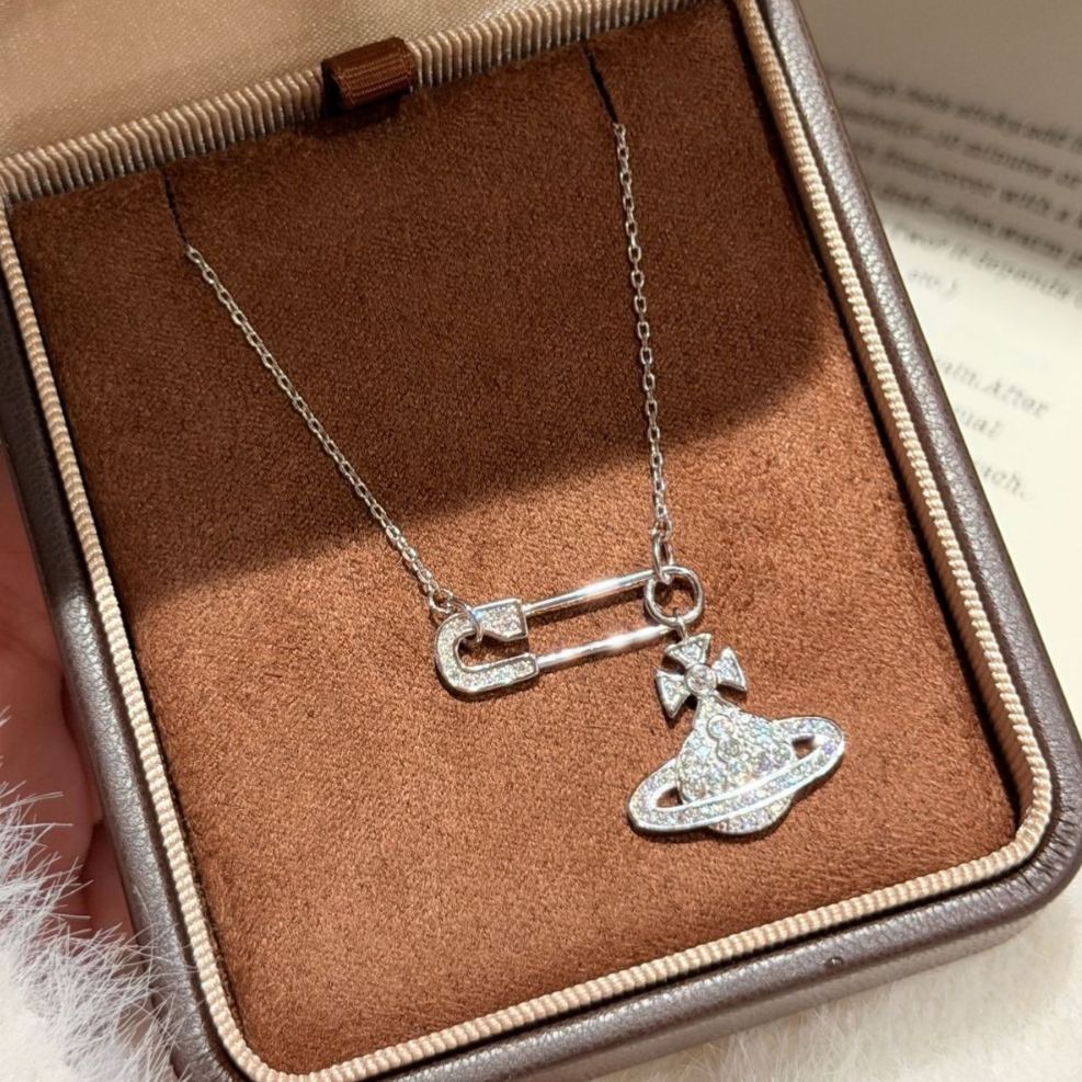 S925 Sterling Silver Saturn-Inspired Moissanite Pendant Necklace