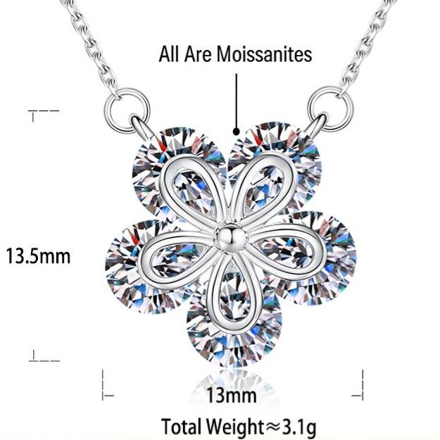 S925 Sterling Silver Cherry Blossom Moissanite Pendant Necklace