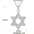 S925 Sterling Silver Hexagram Moissanite Pendant Necklace