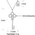 S925 Sterling Silver Key and Lock Moissanite Necklace
