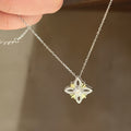 S925 Sterling Silver Gold-Plated Filigree Four-Leaf Clover Moissanite Necklace