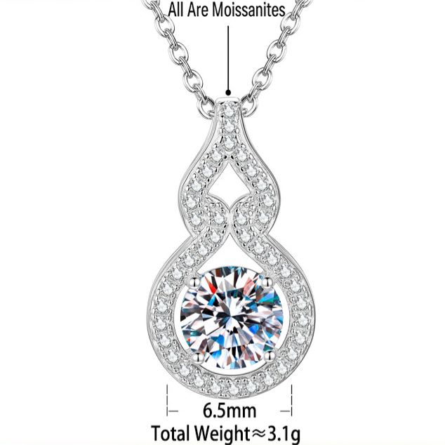 S925 Silver Four-Prong Moissanite Gourd Pendant Necklace