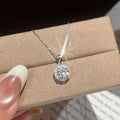 S925 Sterling Silver Round Moissanite Pendant Necklace