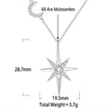 S925 Sterling Silver Eight-Pointed Star and Moon Moissanite Necklace