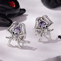 S925 Sterling Silver Gothic Skull and Spider Halloween Stud Earrings
