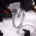 S925 Sterling Silver Halloween Skeleton Hand & Heart Open Ring