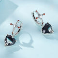 S925 Sterling Silver Cross and Black Heart-Shaped Zircon Halloween Stud Earrings