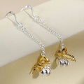 S925 Sterling Silver Two-Tone Halloween Pumpkin Drop Earrings