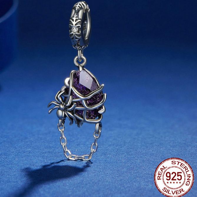 S925 Silver Halloween Spider Pendant Necklace