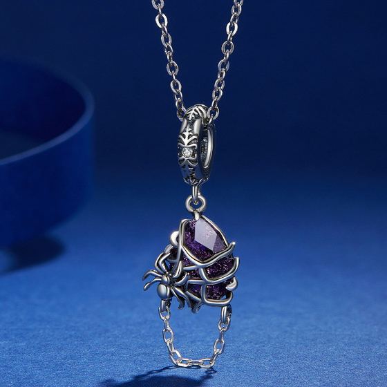 S925 Silver Halloween Spider Pendant Necklace