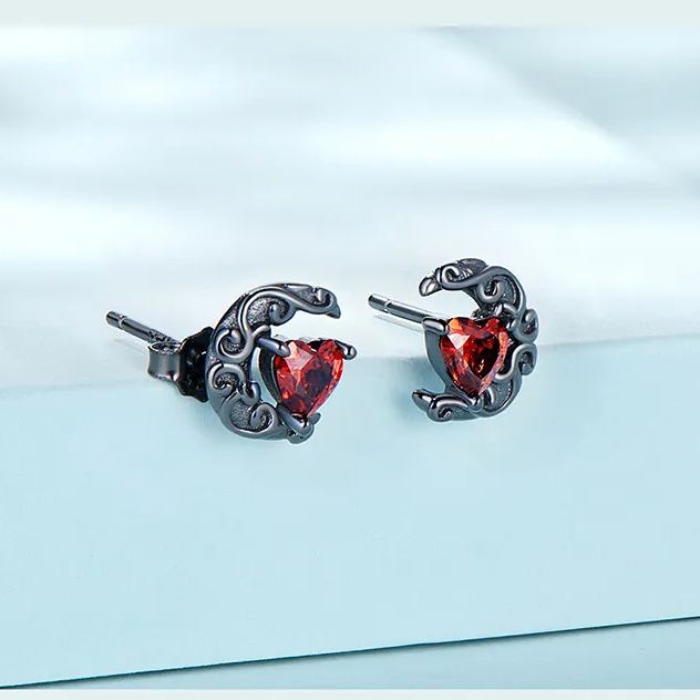 S925 Silver Halloween "Moonlight in the Dark" Stud Earrings