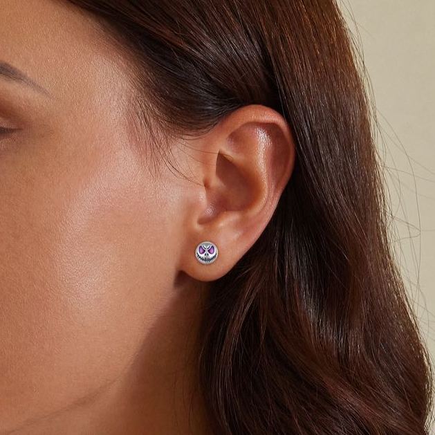 S925 Silver Glow-in-the-Dark Ghost Face Halloween Stud Earrings